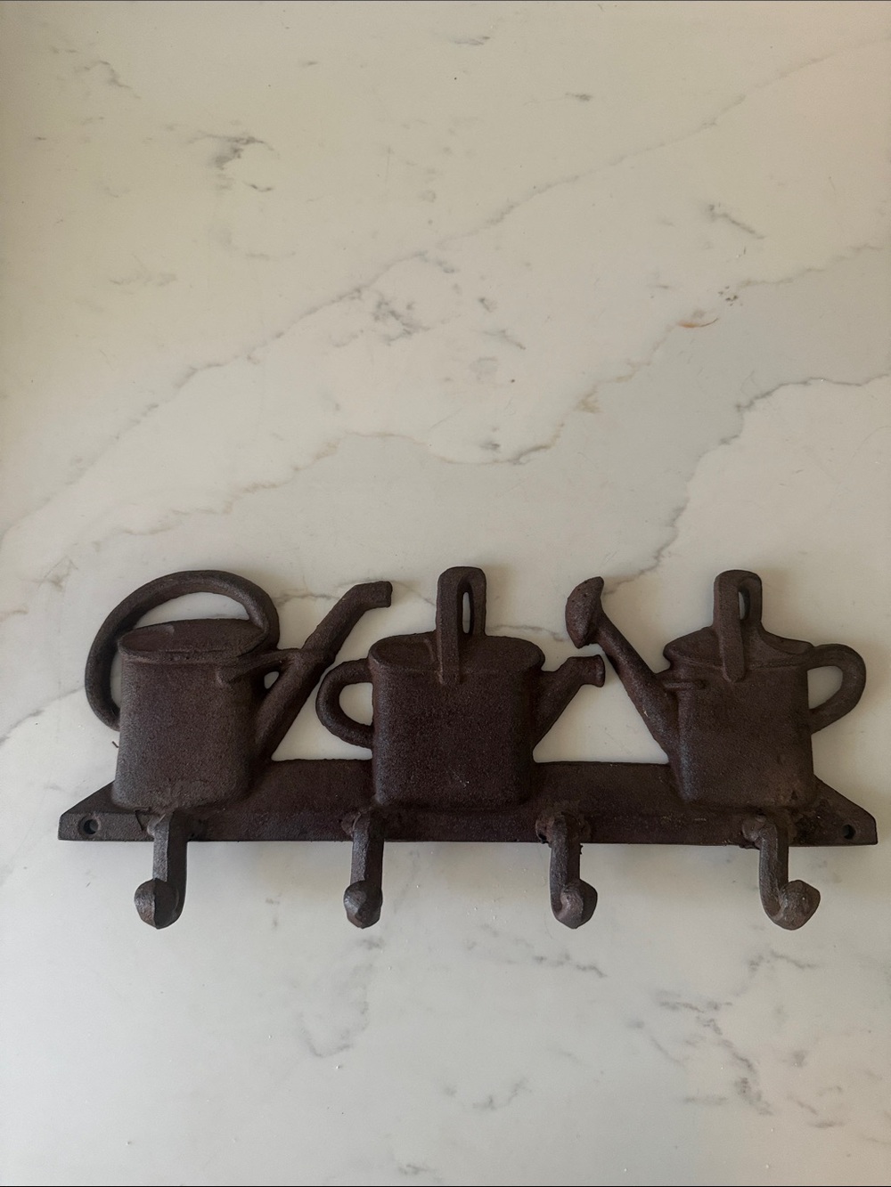 Vintage Cast Iron Watering Can Wall 4-Hook